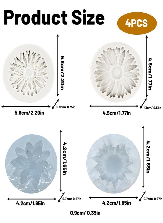 AGMITRAKA مجموعة قوالب سيليكون ثلاثية الأبعاد على شكل زهور مكونة من 4 قطع لصنع الشموع وصناعة الصابون، قوالب خبز متعددة الأغراض لمشاريع الأعمال اليدوية وديكور المنزل - Image 2